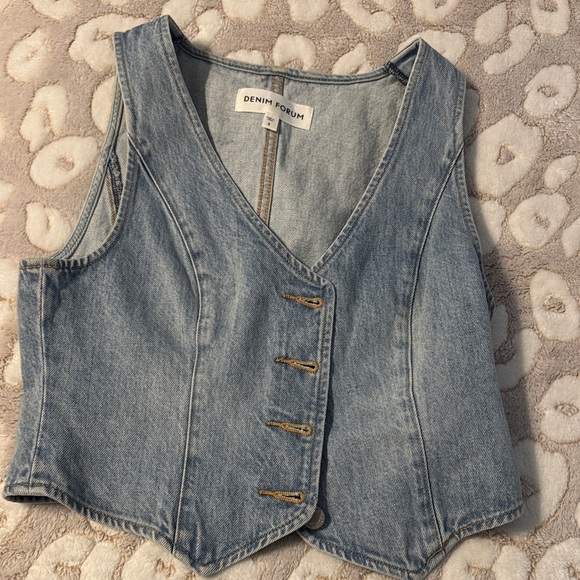 Denim Forum Light Blue Buttoned Vest - Picture 1 of 1